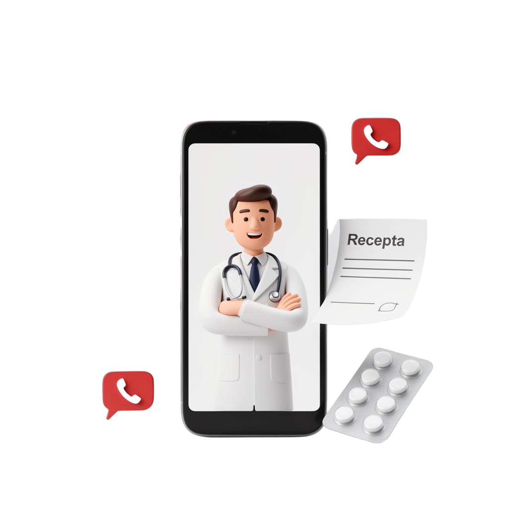 Polish doctor on the phone — online consultation